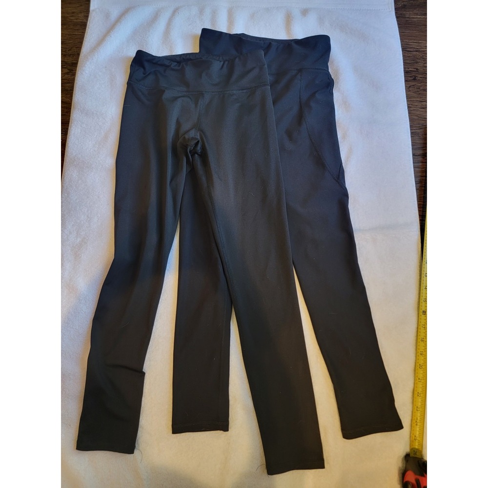 Old Navy Girl's 14-16 Legging Lot 2 Pairs Black Mid Rise High Waist Power Soft